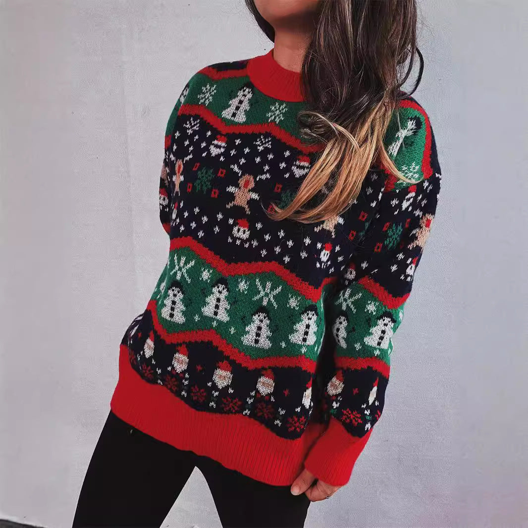 Damen Weihnachts-Pullover mit festlichem Design und verspielten Motiven EB
