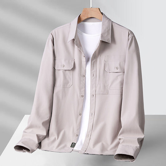 Herren nan strukturiertes Overshirt aus atmungsaktivem Ripstop mit zwei Klappbrusttaschen EB