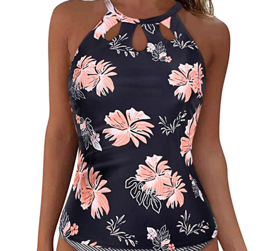 Damen Sportliches Tankini-Oberteil mit modischem Rundhalsausschnitt und Cut-Outs EB