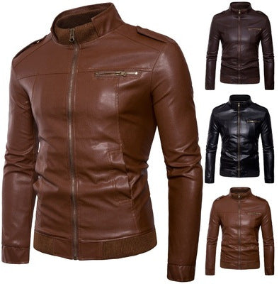 Herren Kunstleder Bikerjacke mit aufregenden Details und modernem Schnitt EB
