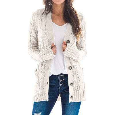 Damen Strickjacke mit Zopfmuster und praktischen Taschen EB