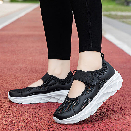Damen modische Sneakers mit atmungsaktiver Mesh-Oberfläche und praktischem Klettverschluss EB
