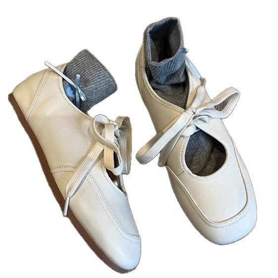Damen Ballettschuhe mit elastischem Knöchelschutz und dekorativem Schleifenverschluss EB