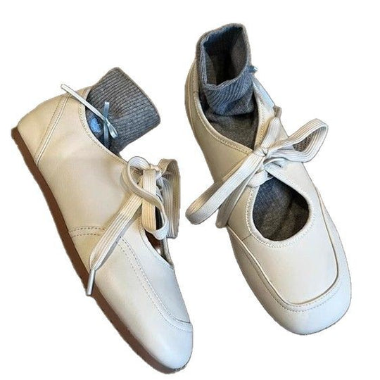 Damen Ballettschuhe mit elastischem Knöchelschutz und dekorativem Schleifenverschluss EB