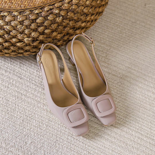 Damen Slingback-Pumps mit quadratischer Schuhspitze und modischem Riemendesign EB
