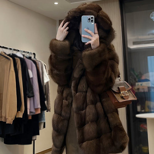 Damen Modischer Kunstpelzmantel mit weitem Schnitt EB