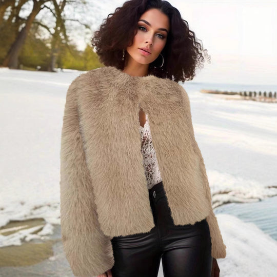 Damen kuschelige Kurzjacke mit lockerer Passform und elegantem Design EB