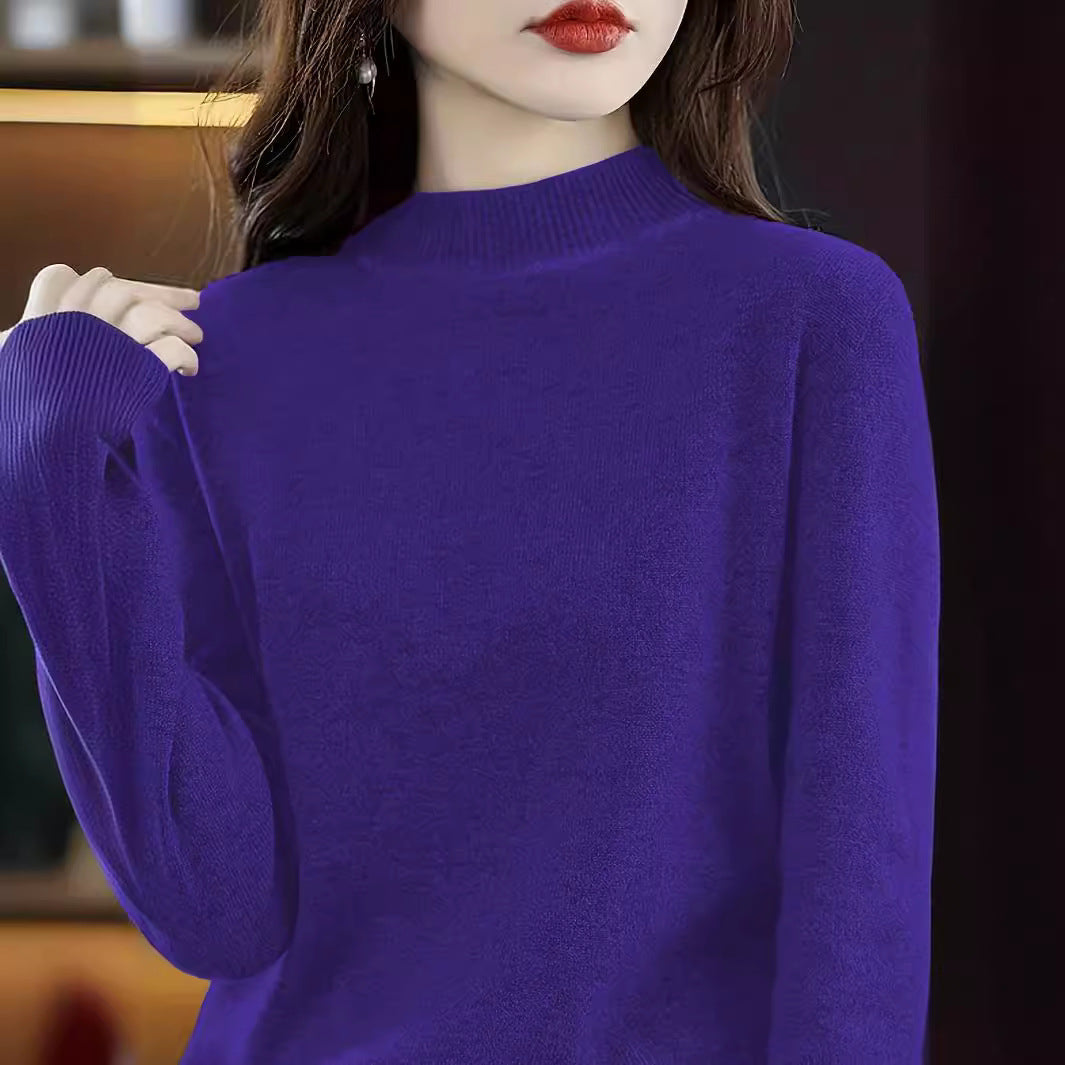 Damen Hochwertiger Pullover mit Stehkragen aus feinem Strick EB