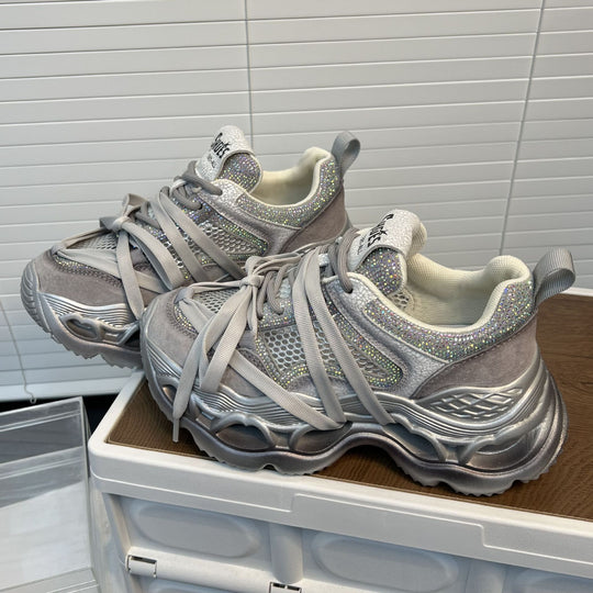 Damen Sportliche Chunky Sneakers mit funkelnden Applikationen und innovativem Dämpfungssystem EB
