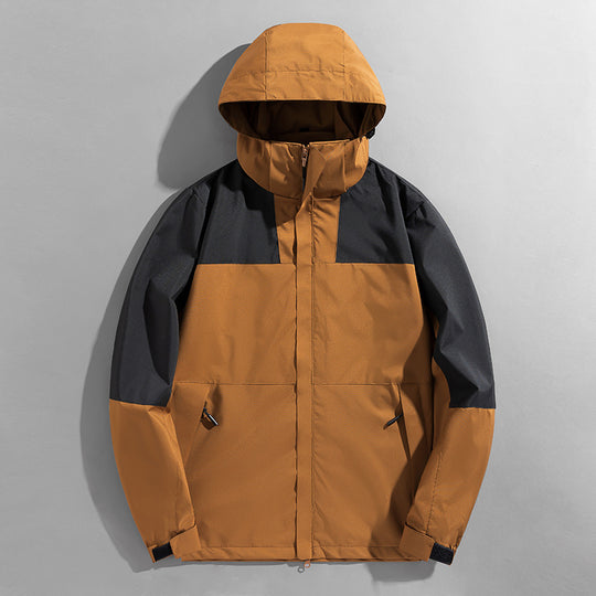 Herren dreilagige Shelljacke mit verschweißten Nähten verstellbarer Kapuze und winddichter Front EB