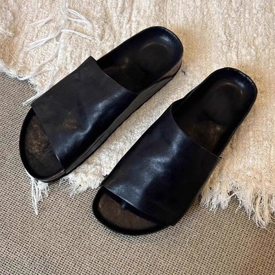 Damen Komfortable Slipper mit geschmeidiger Lederoberfläche und ergonomischem Fußbett EB