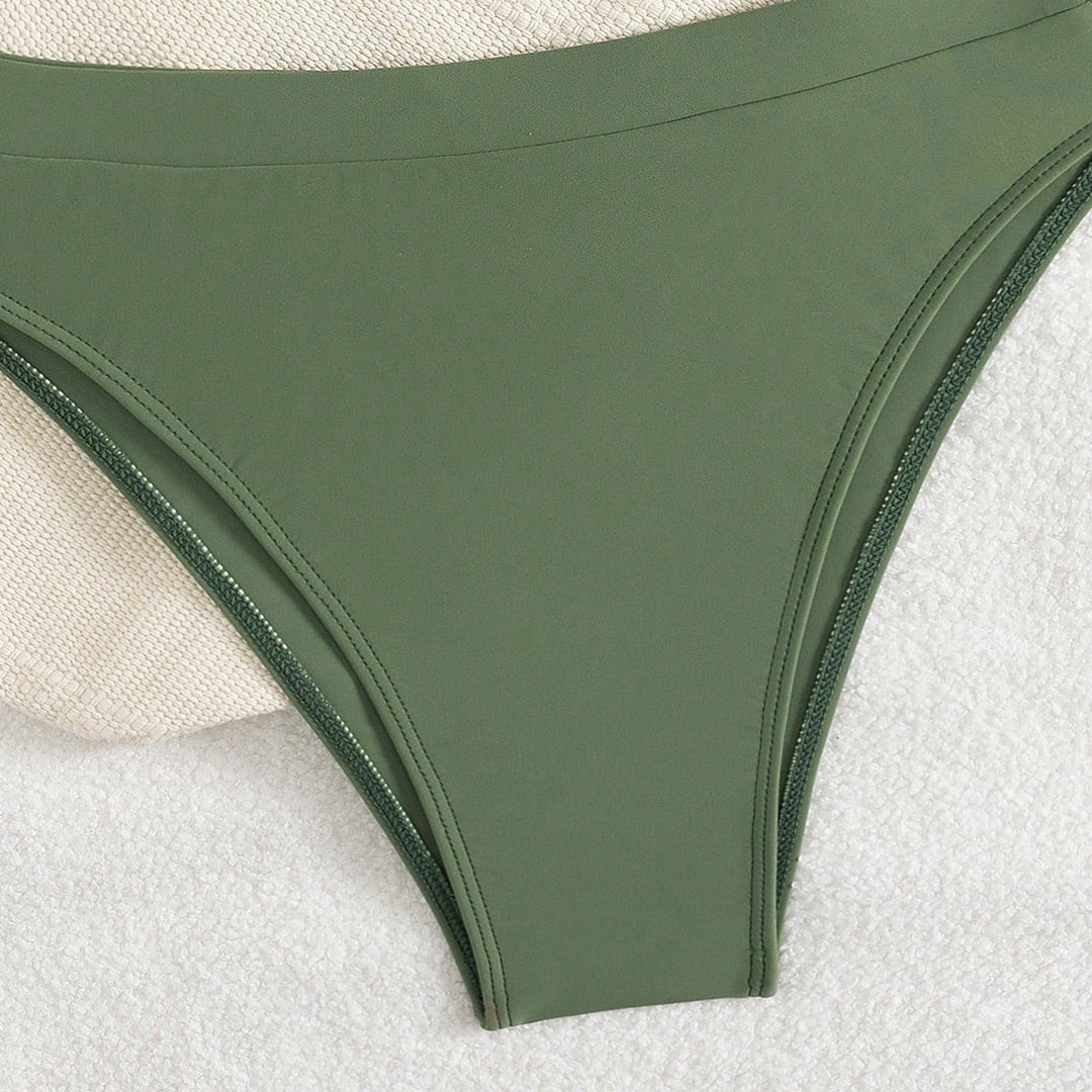Damen Push-Up Bikini mit gerafftem Oberteil und hohem Bund EB