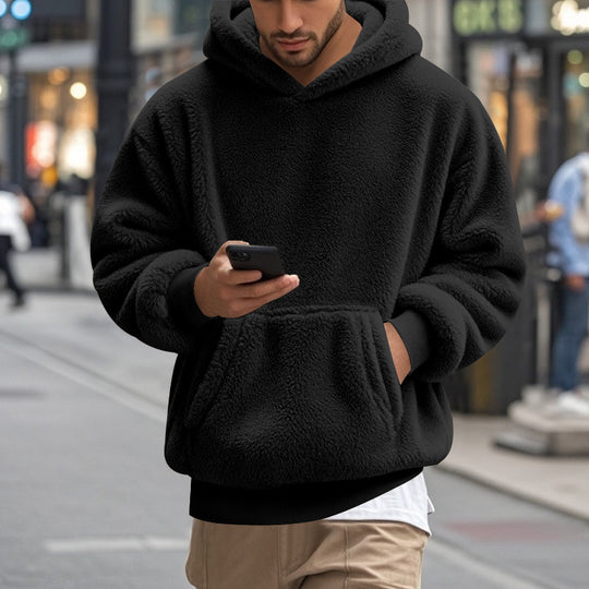 Herren übergroßer Fleece-Hoodie mit Kängurutasche und gemütlichem Schnitt EB