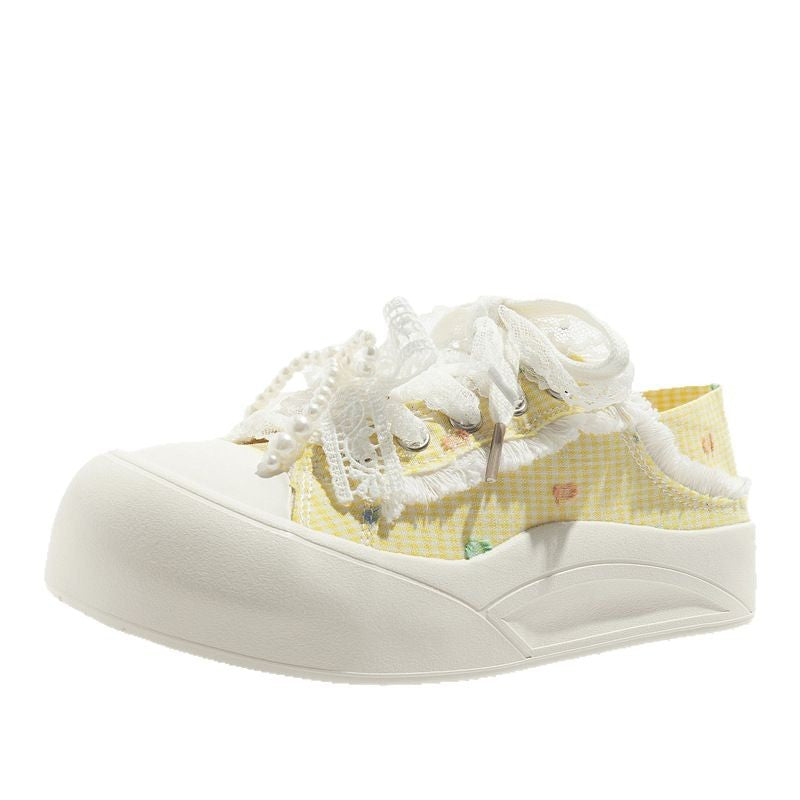 Damen Sneakers mit einzigartigen Spitzenverzierungen und komfortabler Sohle EB