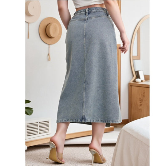 Damen Maxirock mit zeitlosem Wickeldesign und Gürteldetail EB