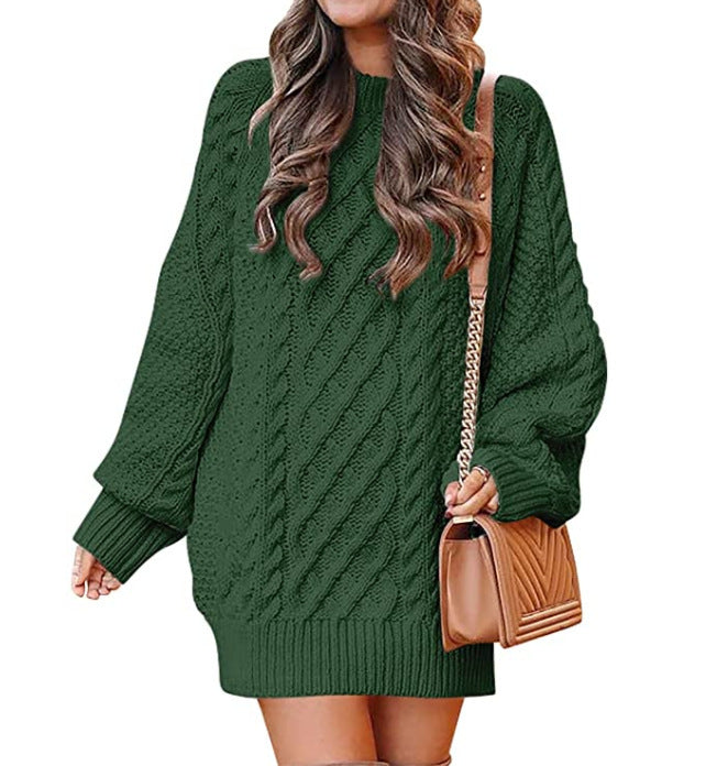 Damen Großer Strickpullover mit Zopfmuster und lässigem Schnitt EB
