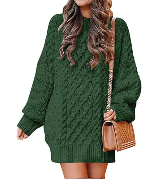 Damen Großer Strickpullover mit Zopfmuster und lässigem Schnitt EB