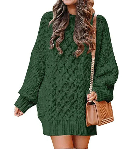 EB | Gestricktes Damen Mini Pullover Kleid mit Langen Ärmeln
