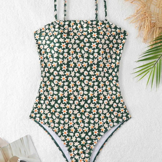 Damen Einteiliger Badeanzug mit floralem Design und verstellbaren Trägern EB