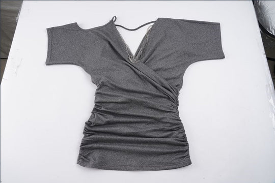 Damen Wickeloberteil mit asymmetrischem Schnitt und Rüschendetails EB