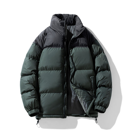 Herren gesteppte Thermo-Daunenimitat-Jacke mit hohem Stehkragen und Kordelzug EB