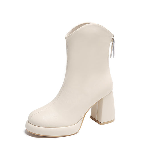 Damen eleganter und edler Ankle Boot mit blockiertem Absatz und Reißverschluss EB