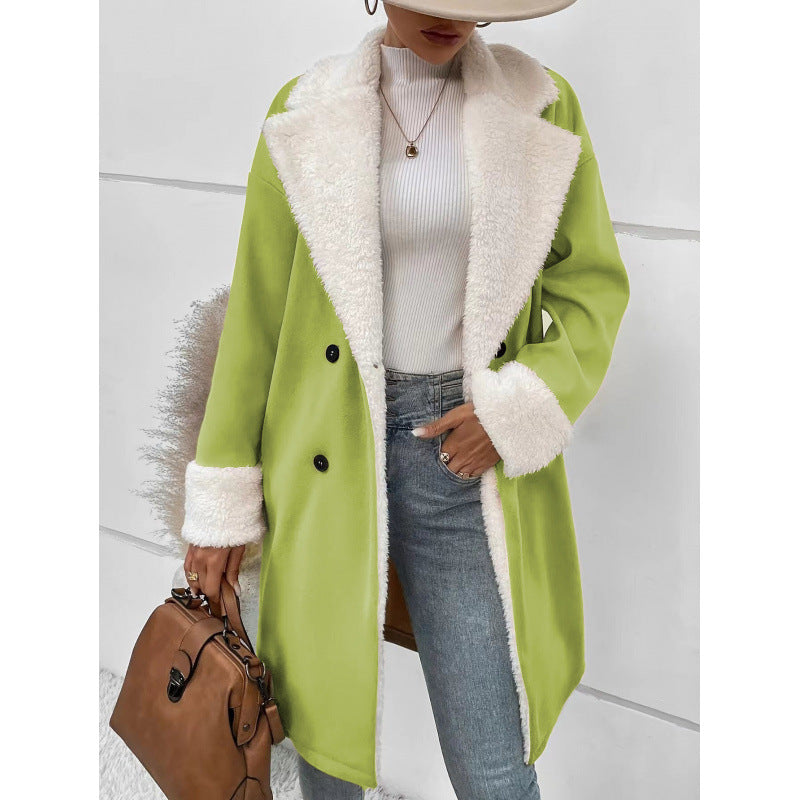 EB | Gewickelter Mantel für Frauen - Weiches Faux Shearling - Gürtel In Der Taille - Elegantes Langes Modell
