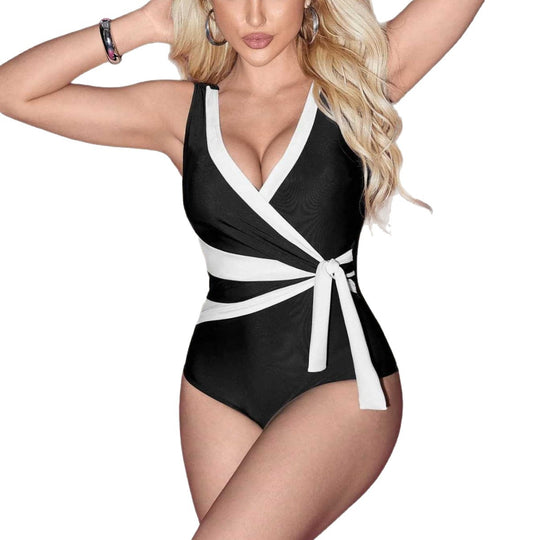 Damen Einteiliger Badeanzug mit elegantem Wickel-Design EB
