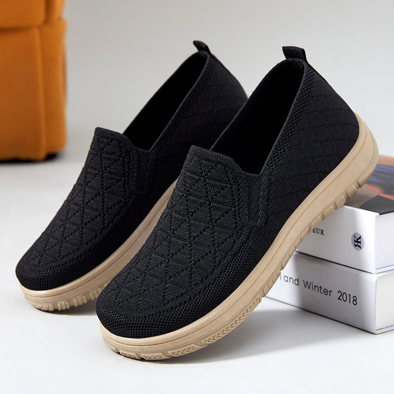 Damen Bequeme Slip-On Freizeitschuhe mit atmungsaktiver Oberflächenstruktur EB