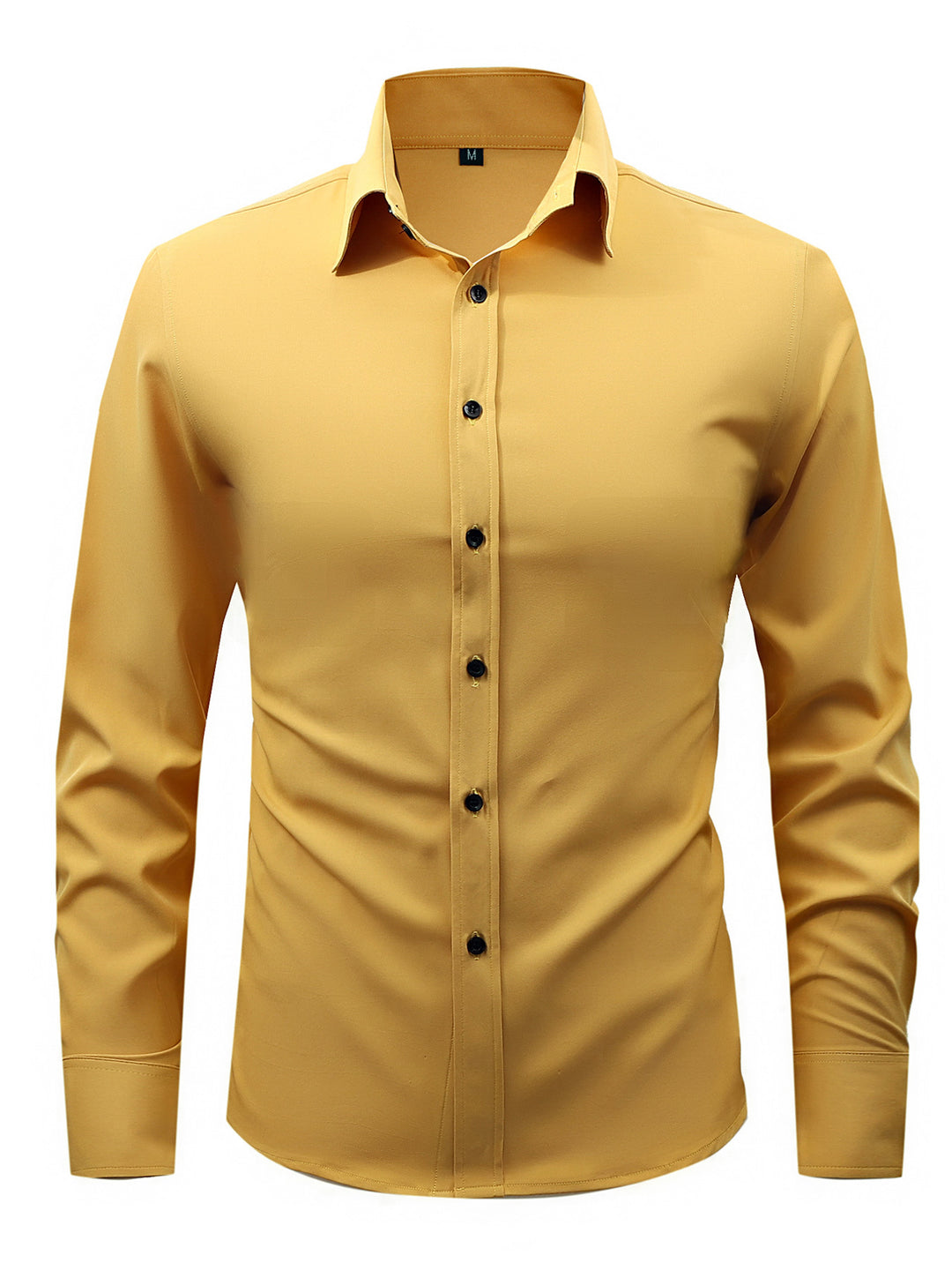 Men's  slim fit long sleeve stretch cotton dress shirt with spread collar EB