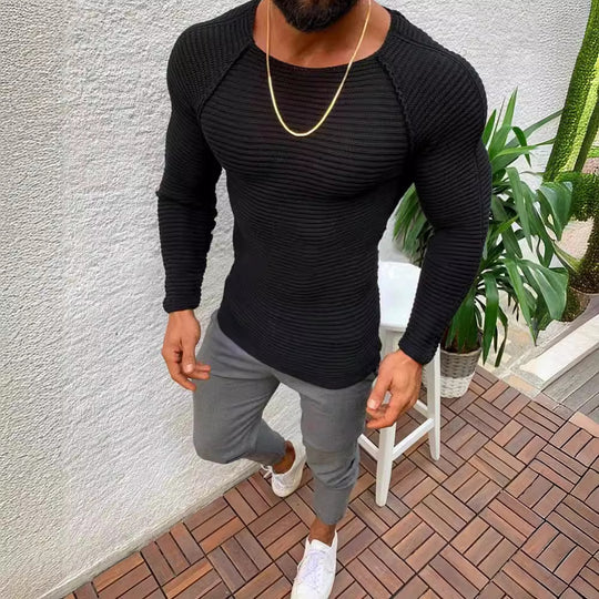 Herren stylisches gestreiftes Langarmshirt EB