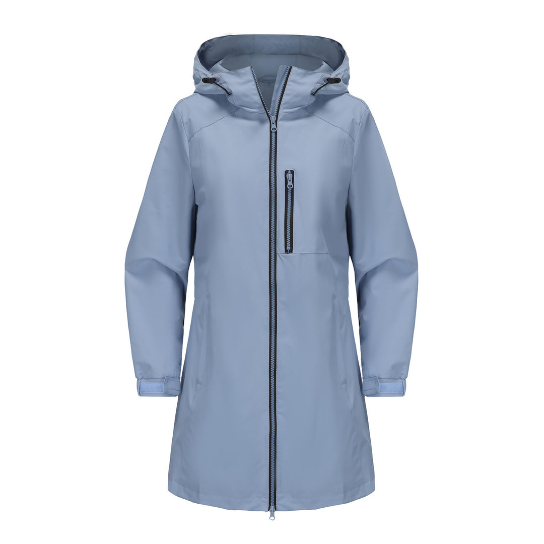 Damen modische Regenjacke mit Kapuze und praktischen Taschen EB