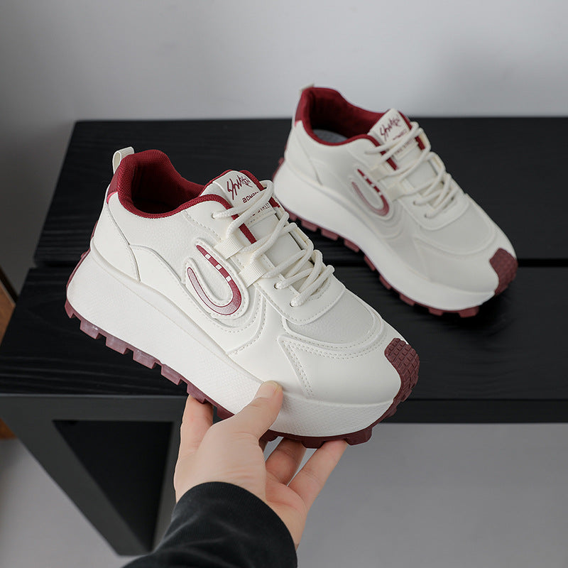 Damen Sportliche Plateau Sneakers mit modischem Design und rutschfester Sohle EB