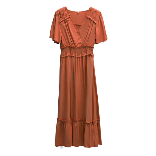 Damen Midikleid mit Schößchen, elastischem Tailleneinsatz und eleganten Rüschen EB