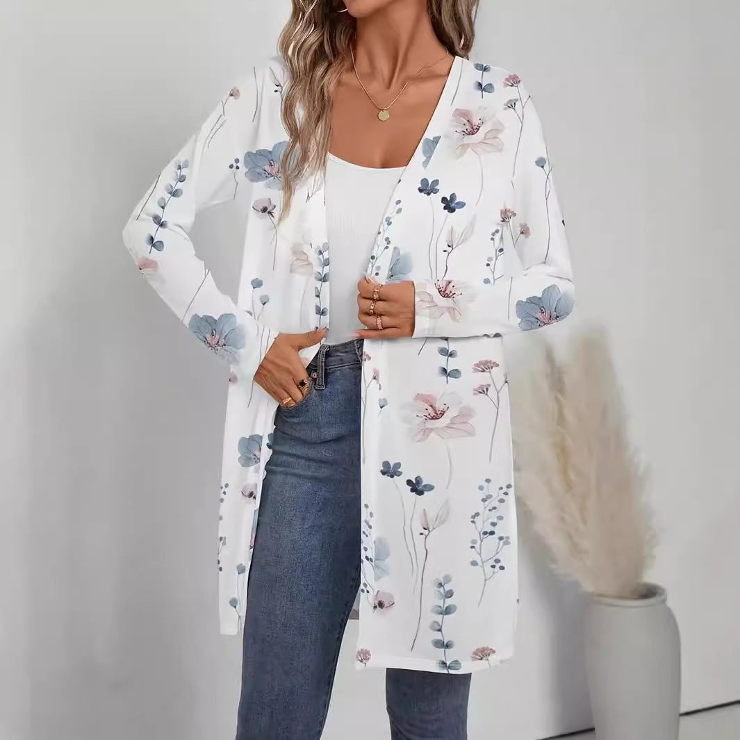 Damen Blütenmotiv Cardigan mit weitem Schnitt EB
