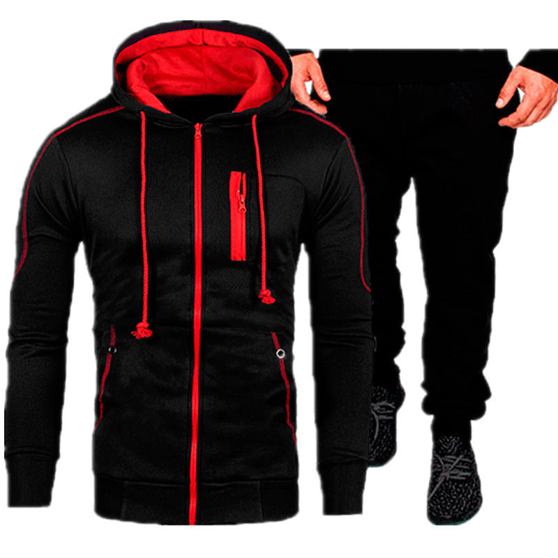 Herren sportliches Kapuzenjacken- und Jogginghosen-Set EB