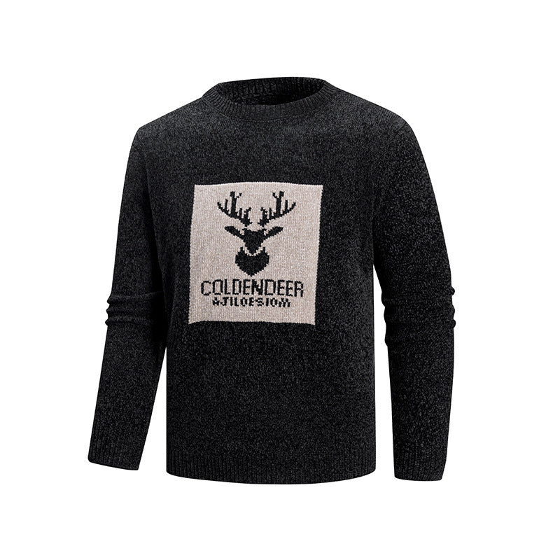 Herren Rundhalspullover mit kreativem Grafikdesign EB