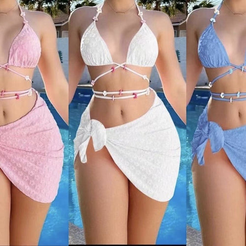 Damen Triangel-Bikini mit modischem Wickelrock EB