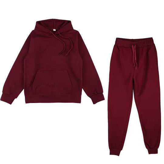 Unisex weiches Lounge-Set mit Oversize-Hoodie, taillenhoher Jogginghose und geripptem Knöchelabschluss EB
