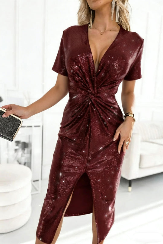 Damen Glamouröses Cocktailkleid mit aufregendem Schlitzdesign EB