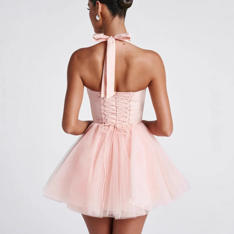 Damen Cocktailkleid mit korbartigem Oberteil und schwingendem Tüllrock EB