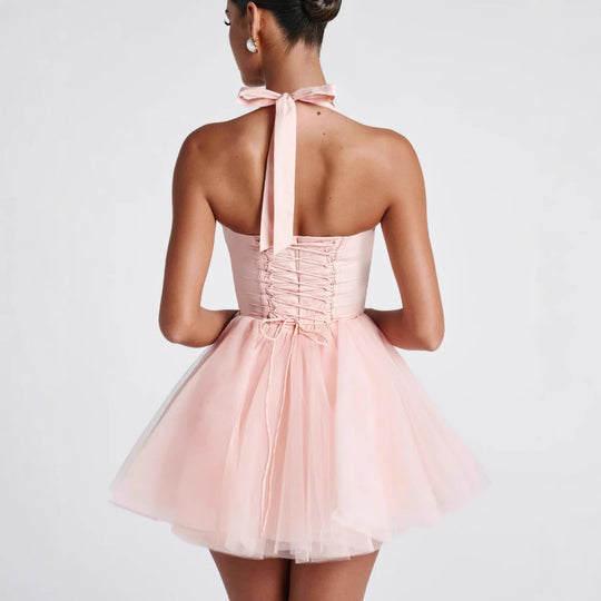 Damen Cocktailkleid mit korbartigem Oberteil und schwingendem Tüllrock EB