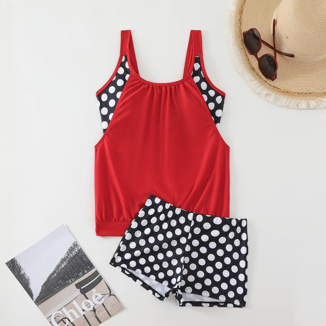 Damen Sportlicher Tankini mit Polka-Dot-Design EB
