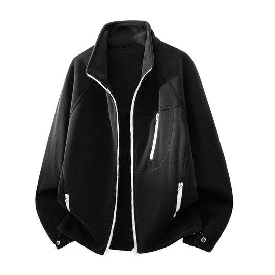 Unisex funktionale Microfleece-Performancejacke mit Stehkragen, Brustreißverschluss und ergonomischen Raglanärmeln EB