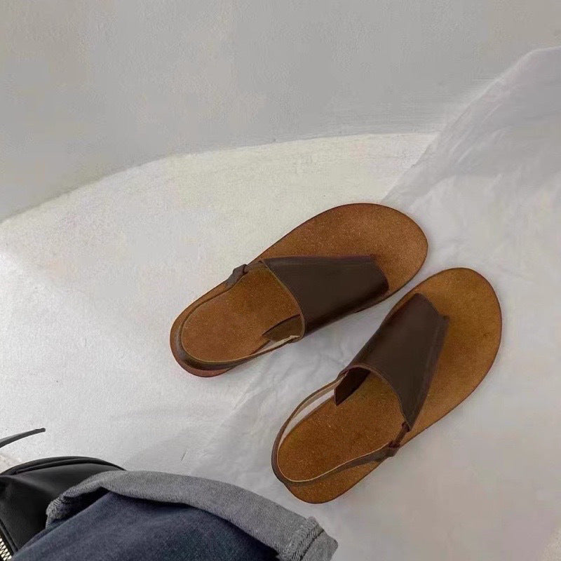 Damen Zehentrenner-Sandalen mit ergonomischem Fußbett aus hochwertigem Naturmaterial EB