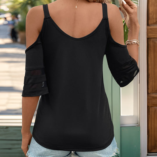 Damen Top mit schulterfreier Gestaltung und elegantem Reißverschluss EB
