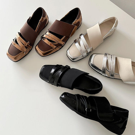 Damen Modische Ballerina-Schuhe mit dekorativen Metallic-Details EB