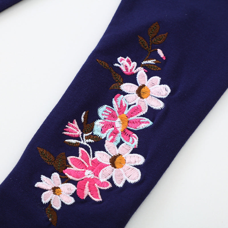 Mädchen Leggings mit floralem Stickdesign EB