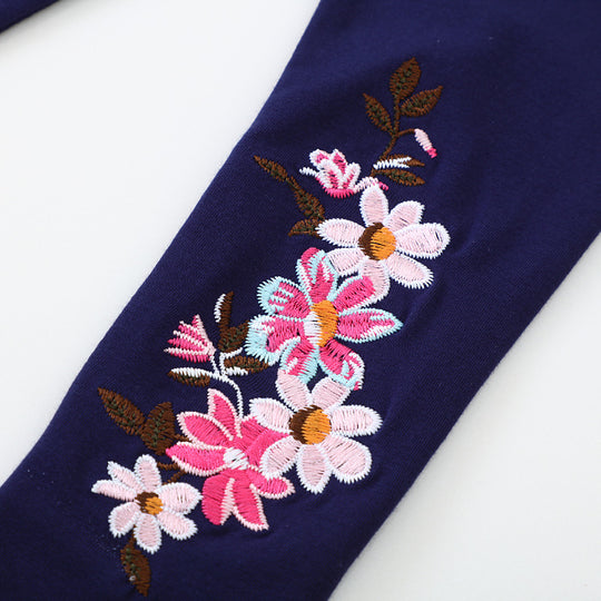 Mädchen Leggings mit floralem Stickdesign EB