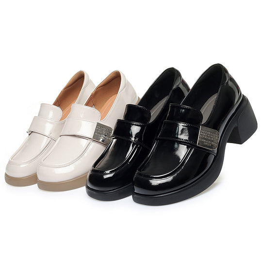 Damen elegante Mokassins mit modischem Absatz und komfortablem Riemen EB